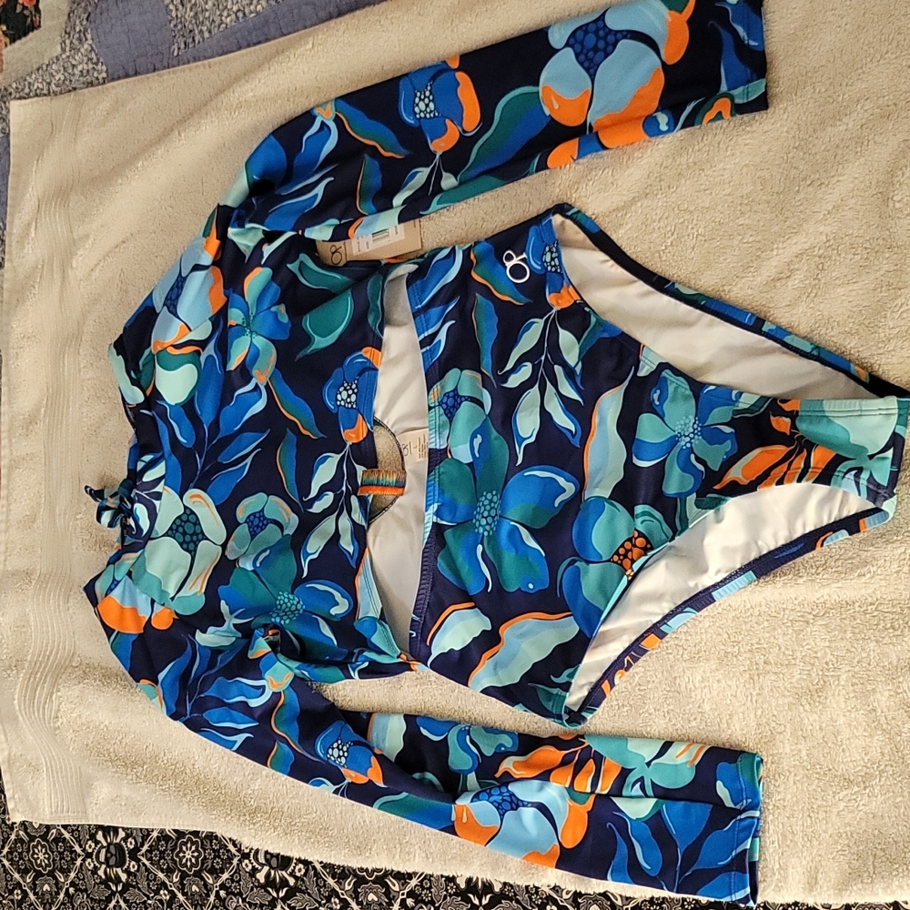 OP Ocean Pacific one piece split bathing suit large